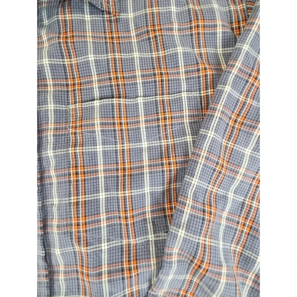 The North Face Long Sleeve Gray Orange Plaid Long Sleeve Shirt Sz L Perfect 1426